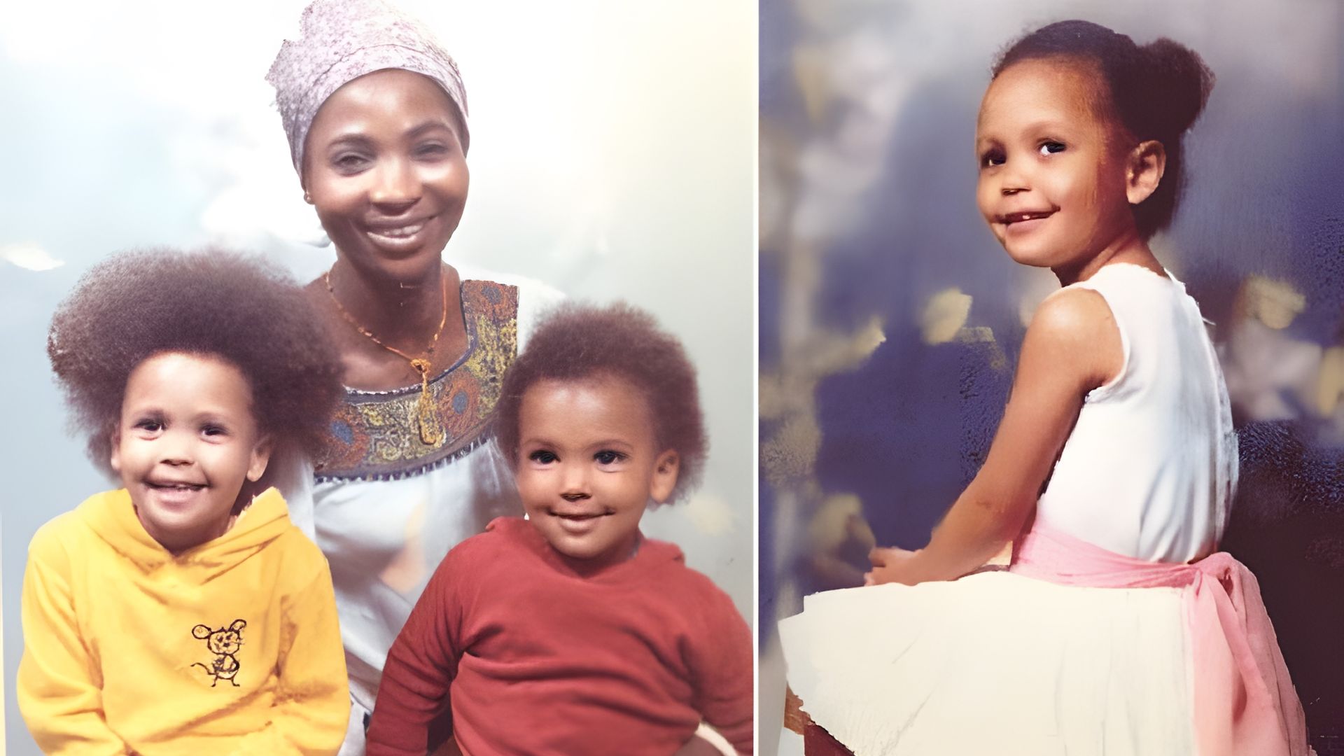 Thandie Newton jako dziecko (z matką i bratem)