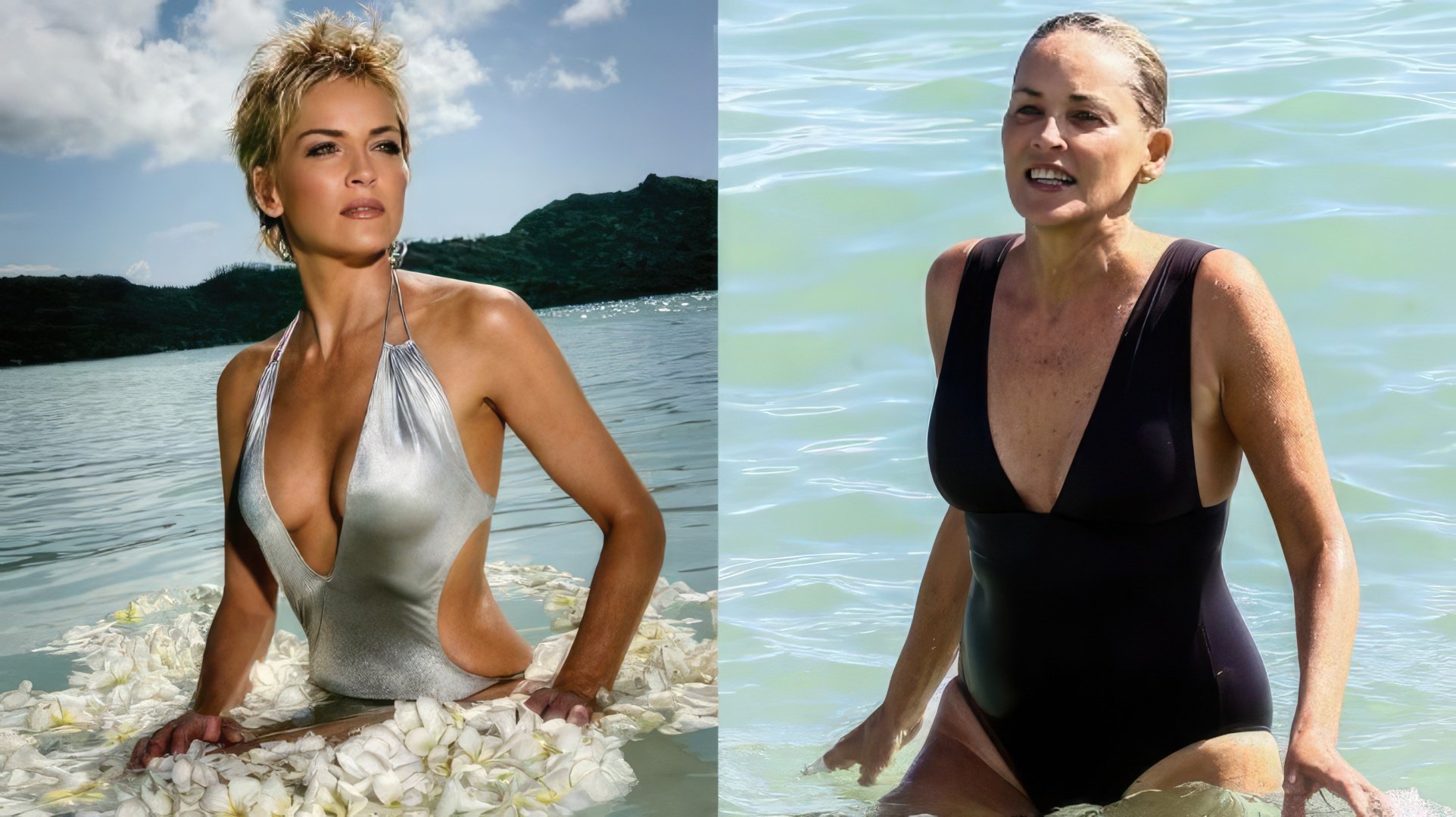 Sharon Stone w stroju kąpielowym: wtedy i teraz