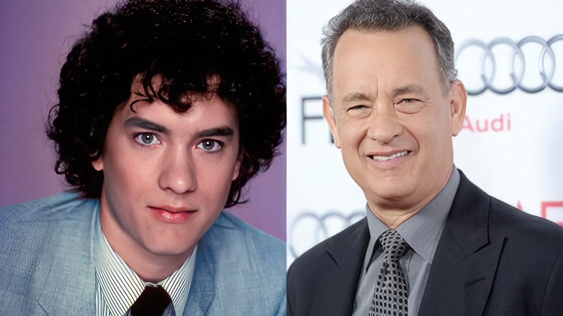 Tom Hanks w młodości i teraz