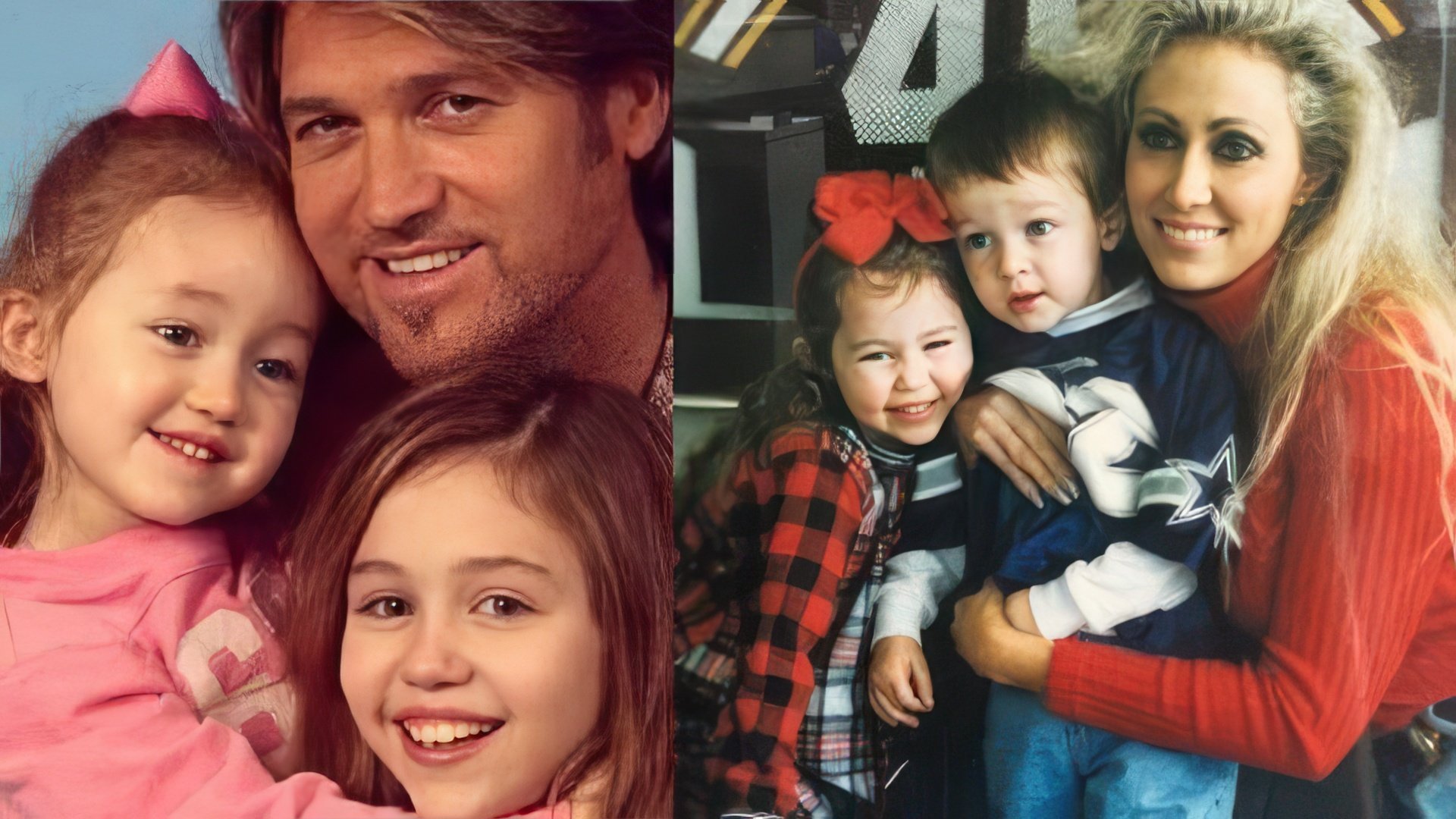 Mała Miley Cyrus z rodzicami, siostrą i bratem