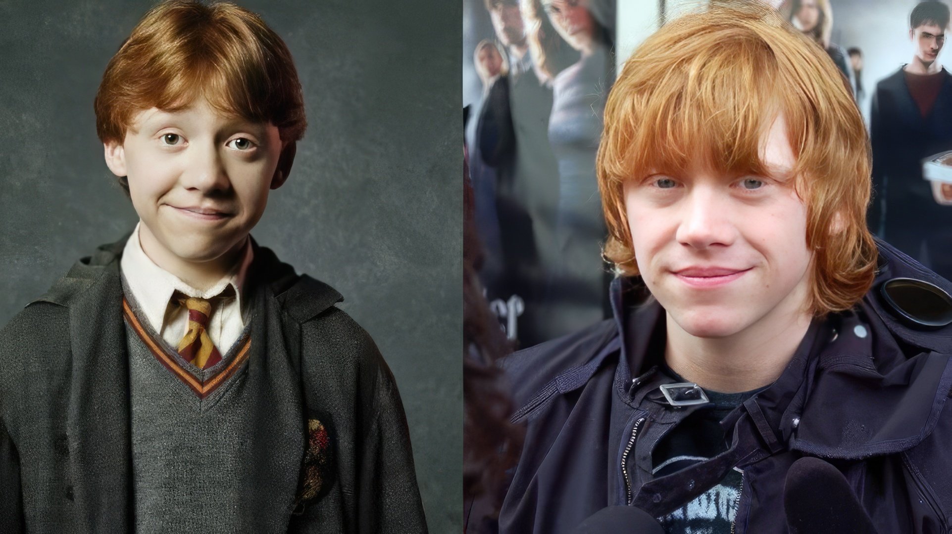 Rupert Grint w pierwszej i ostatniej części 'Harry'ego Pottera'