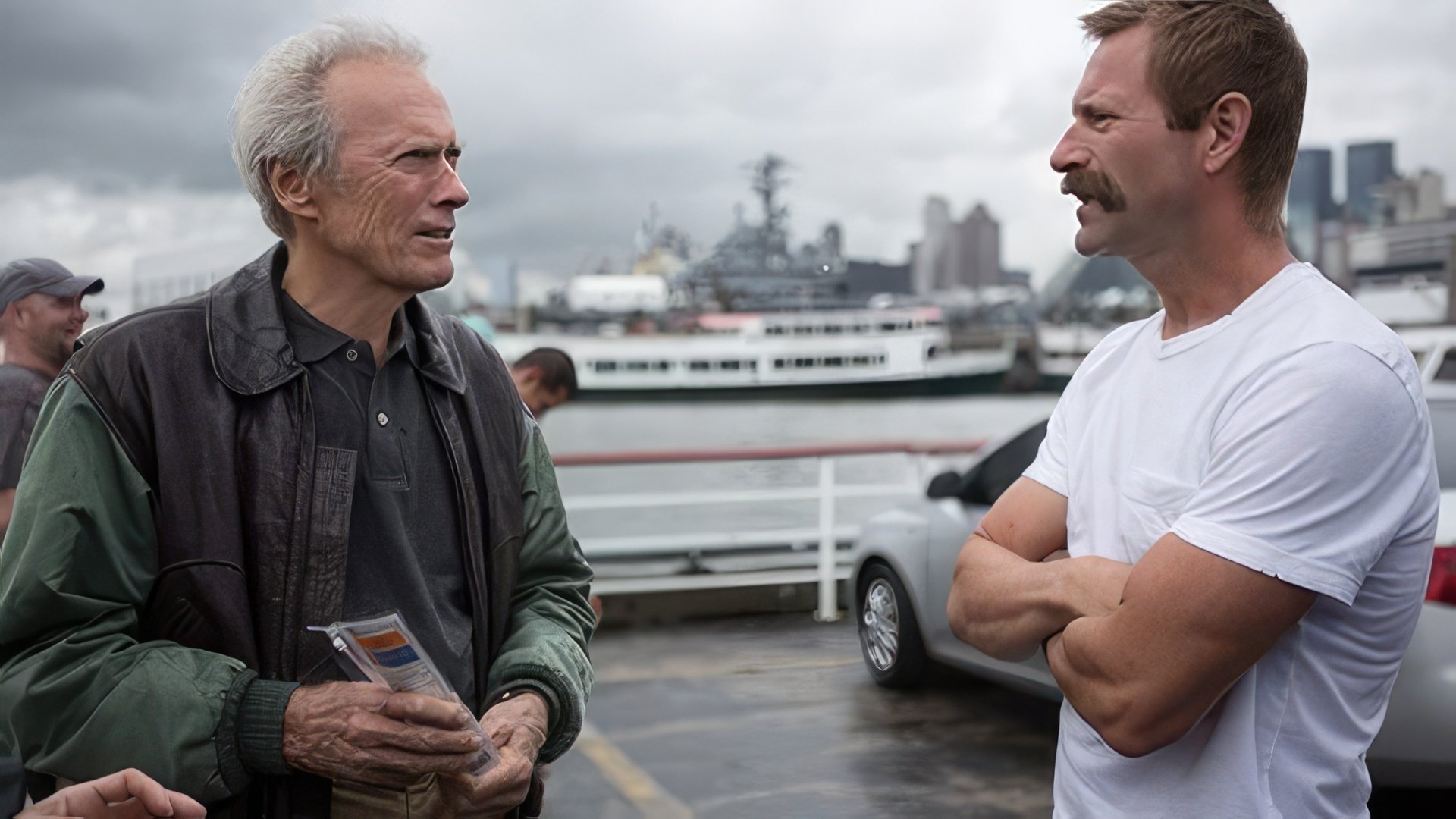 Clint Eastwood i Aaron Eckhart na planie Sully