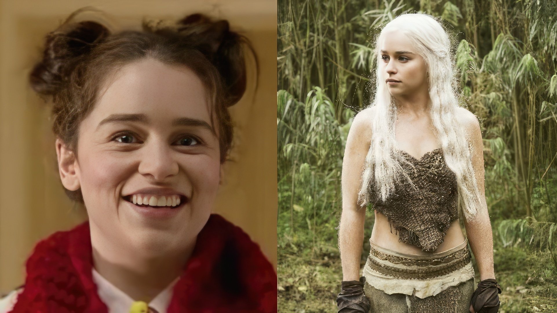 Emilia Clarke w młodości i w pierwszym sezonie "Game of Thrones"