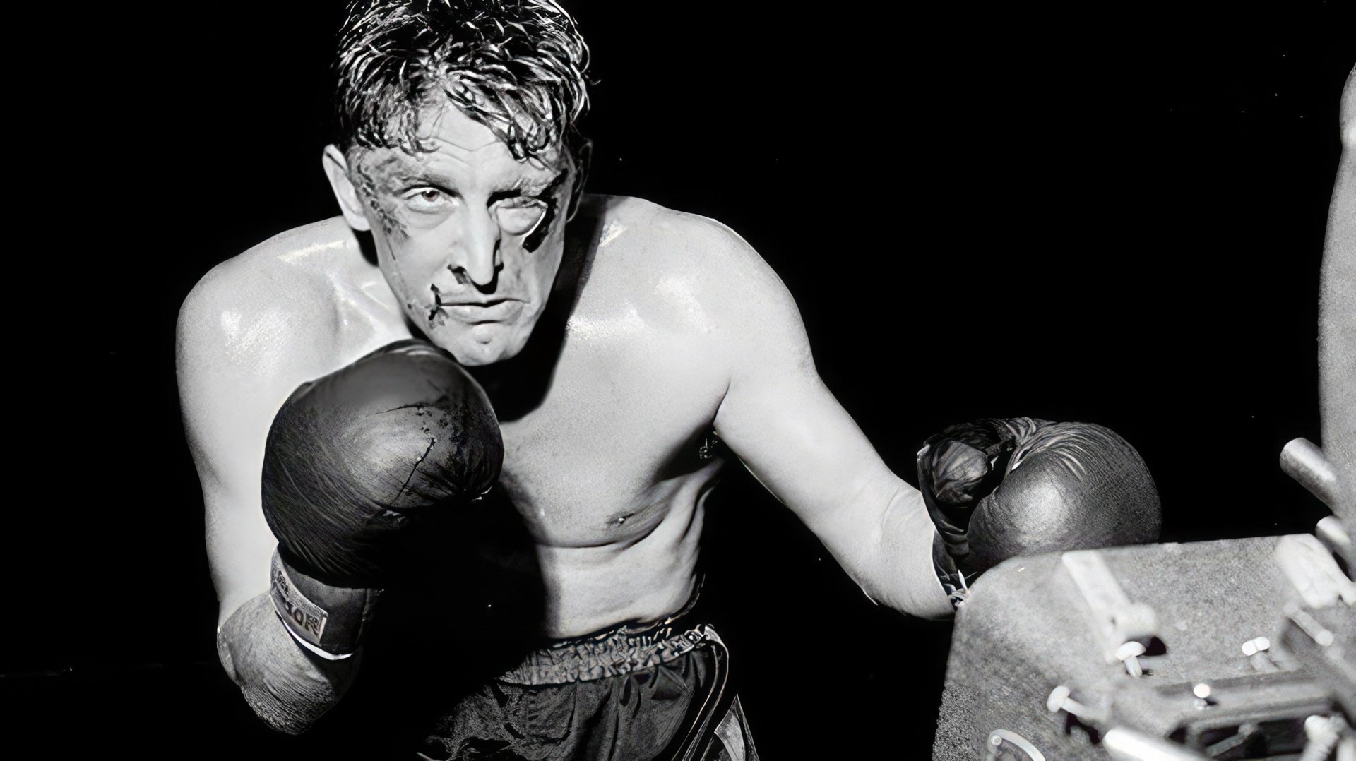 Kirk Douglas na planie filmu 'Champion'