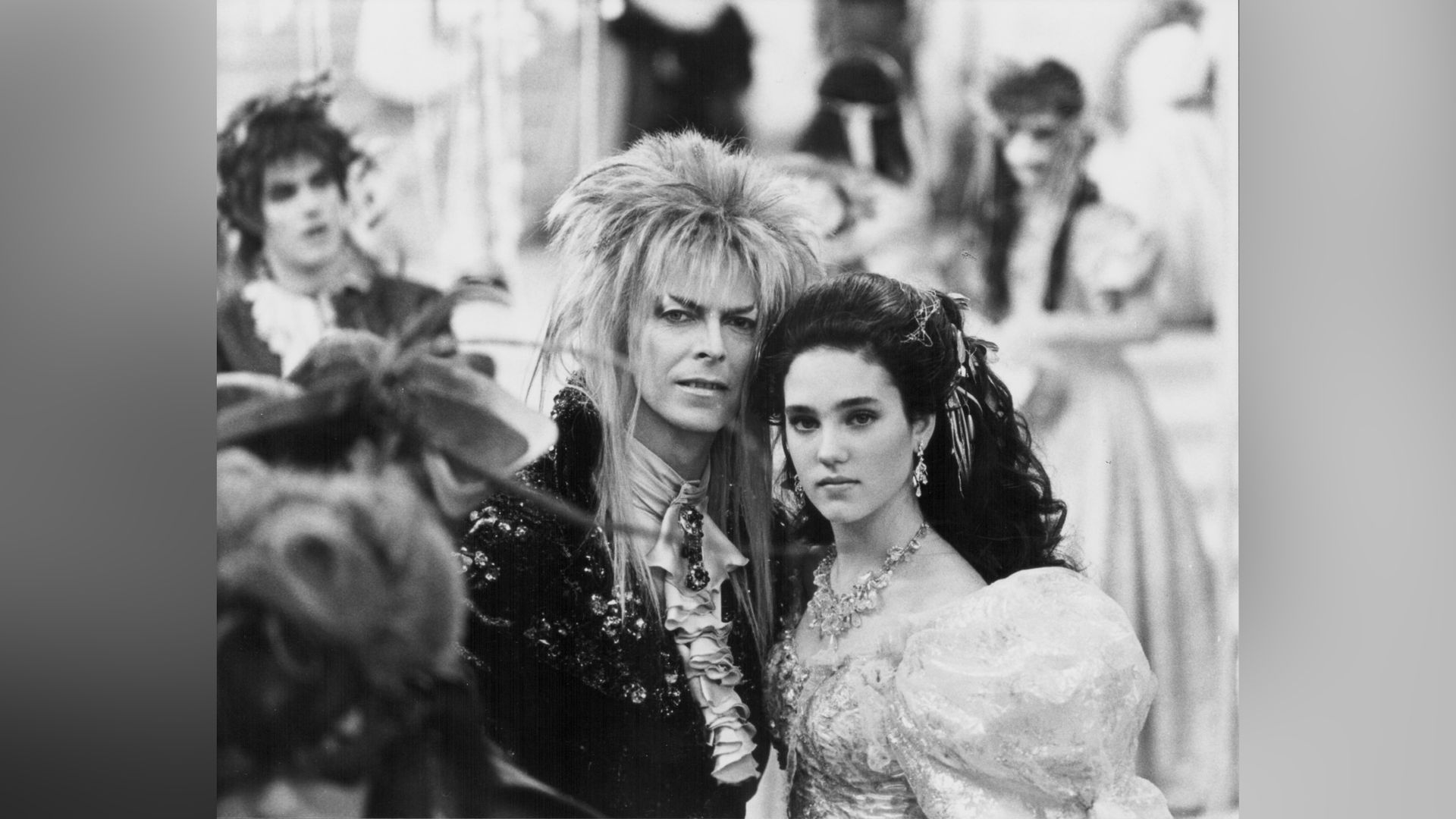 Jennifer Connelly i David Bowie na planie "Labyrinth"