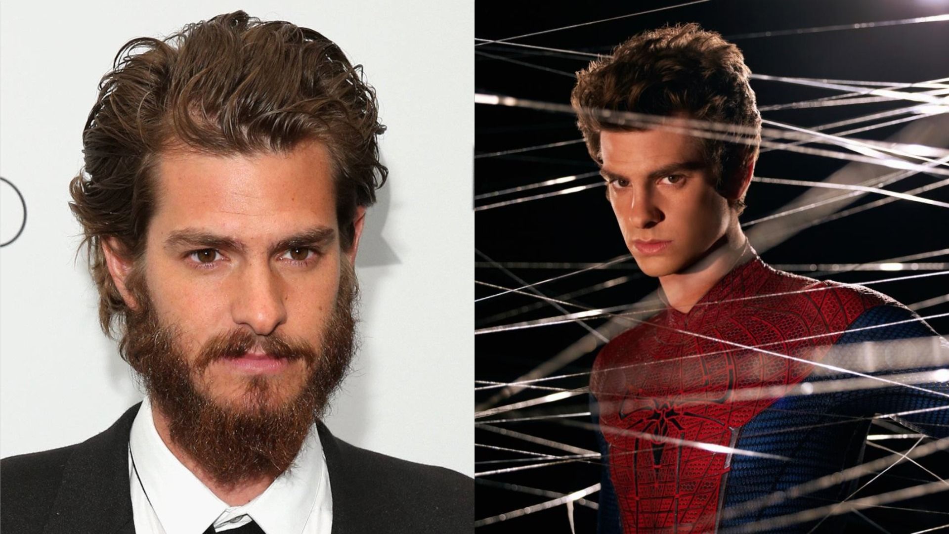 Andrew Garfield z gęstą brodą / W roli Spider-Mana