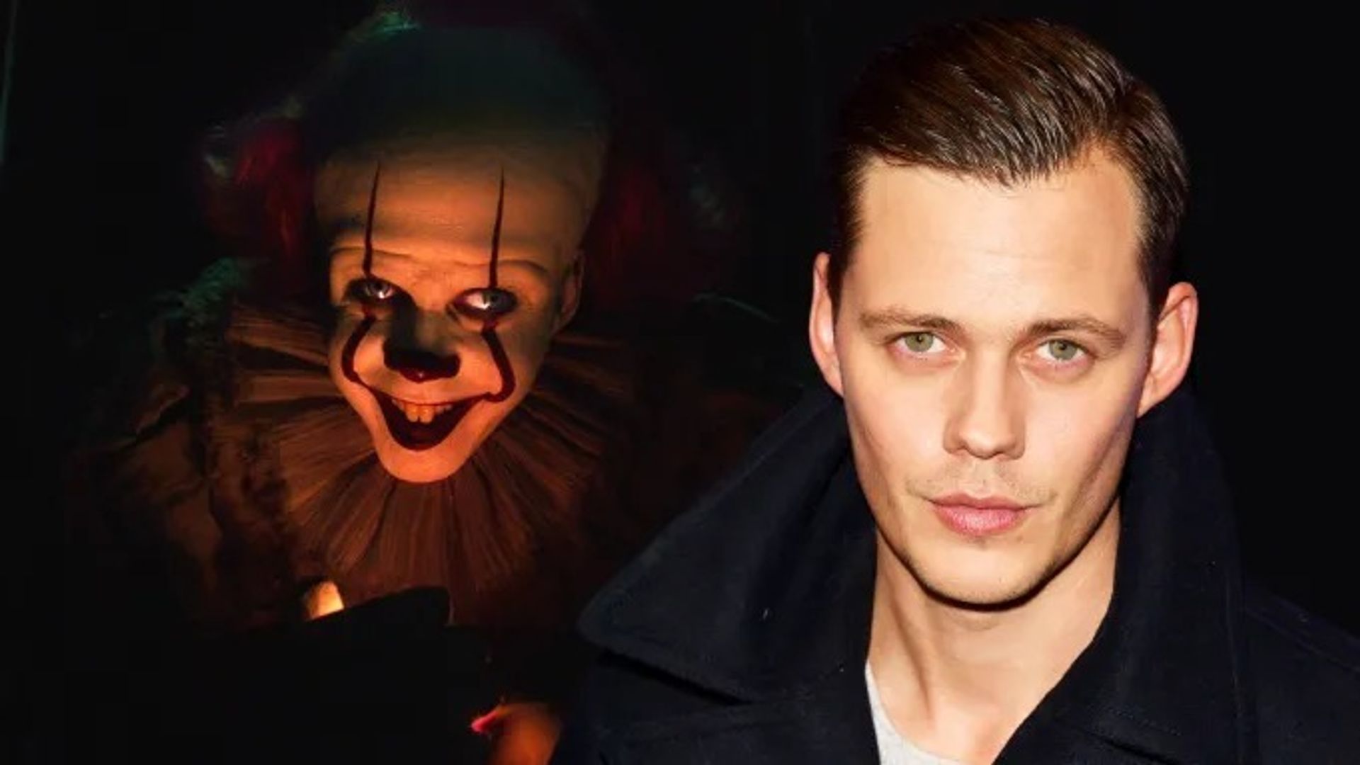 Portret Billa Skarsgårda i on sam w charakteryzacji Pennywise'a z "It"
