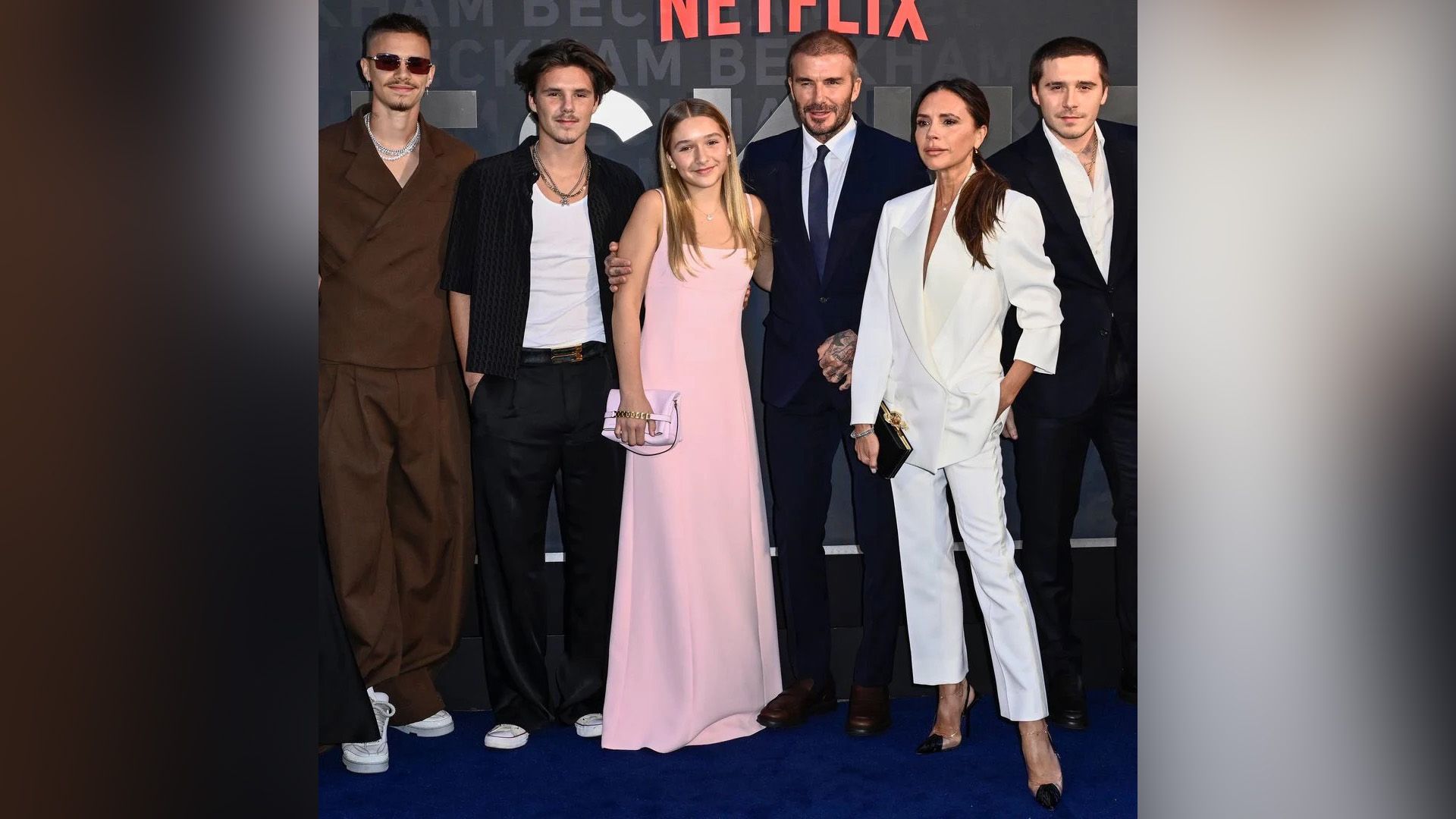 David Beckham i Victoria Beckham oraz ich dzieci Brooklyn, Romeo, Cruz i Harper