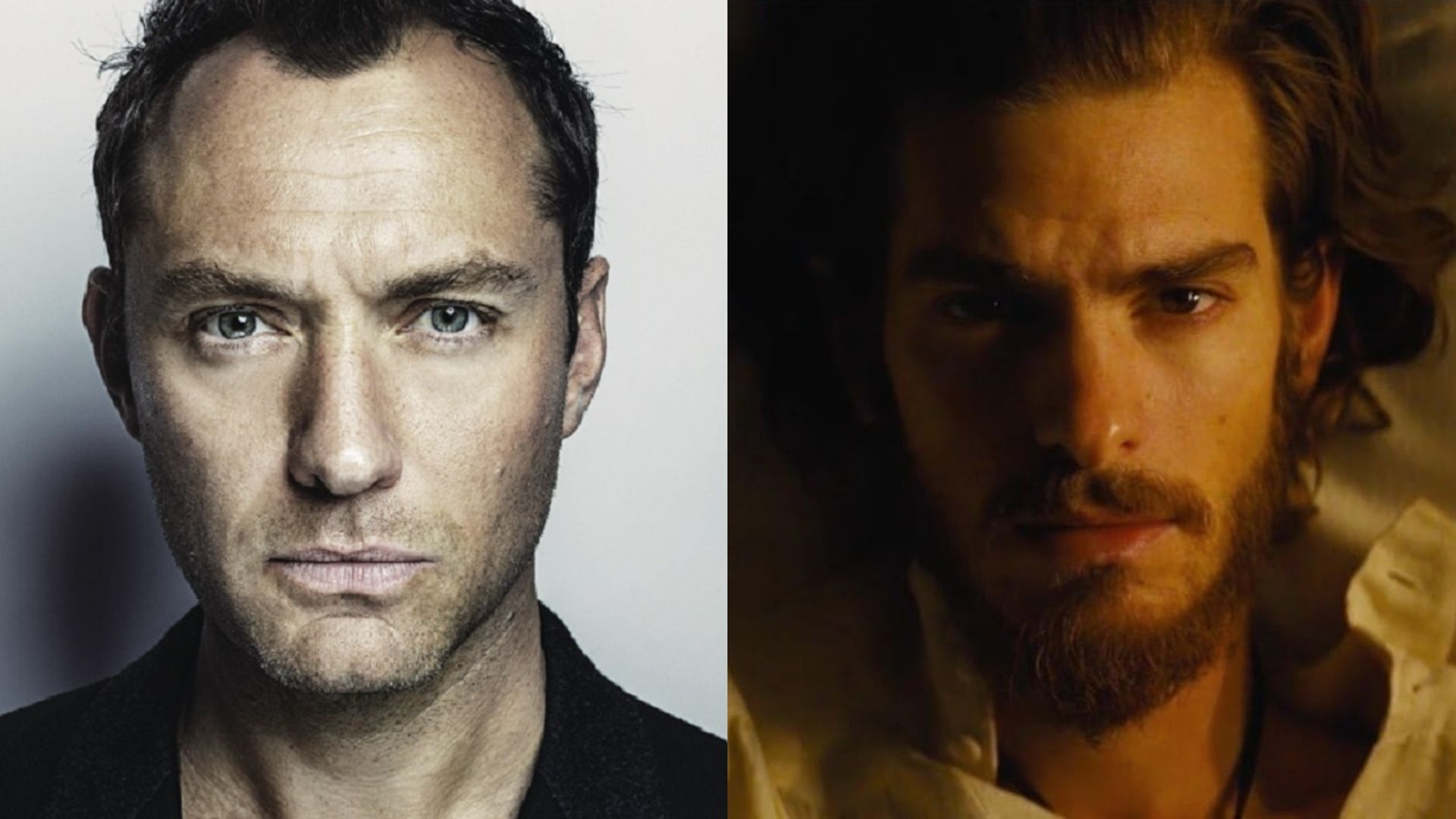 Jude Law i Andrew Garfield patrzący w kamerę