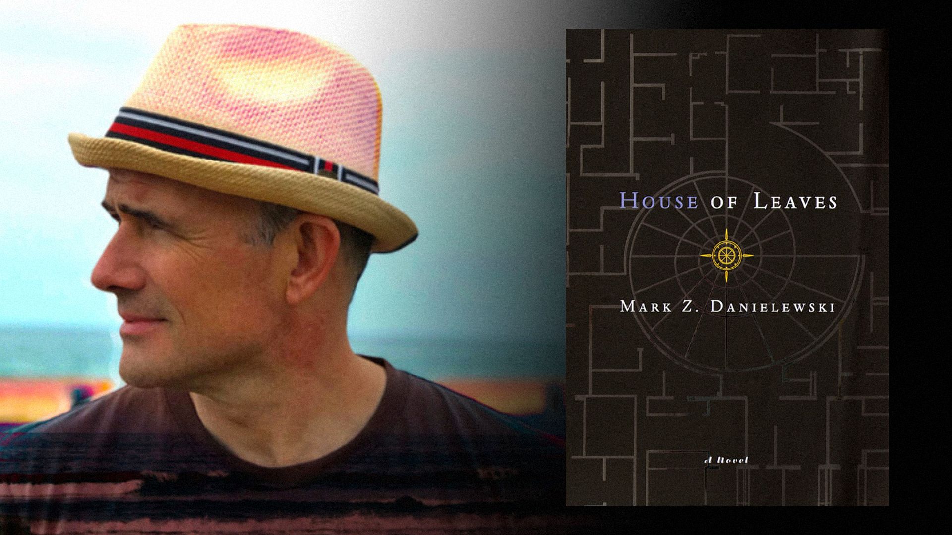 Pisarz Mark Danielewski w kapeluszu i czarnej koszulce