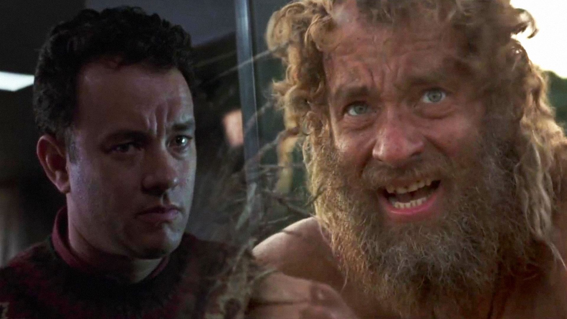 Aktor Tom Hanks z krótkimi włosami i z długimi włosami