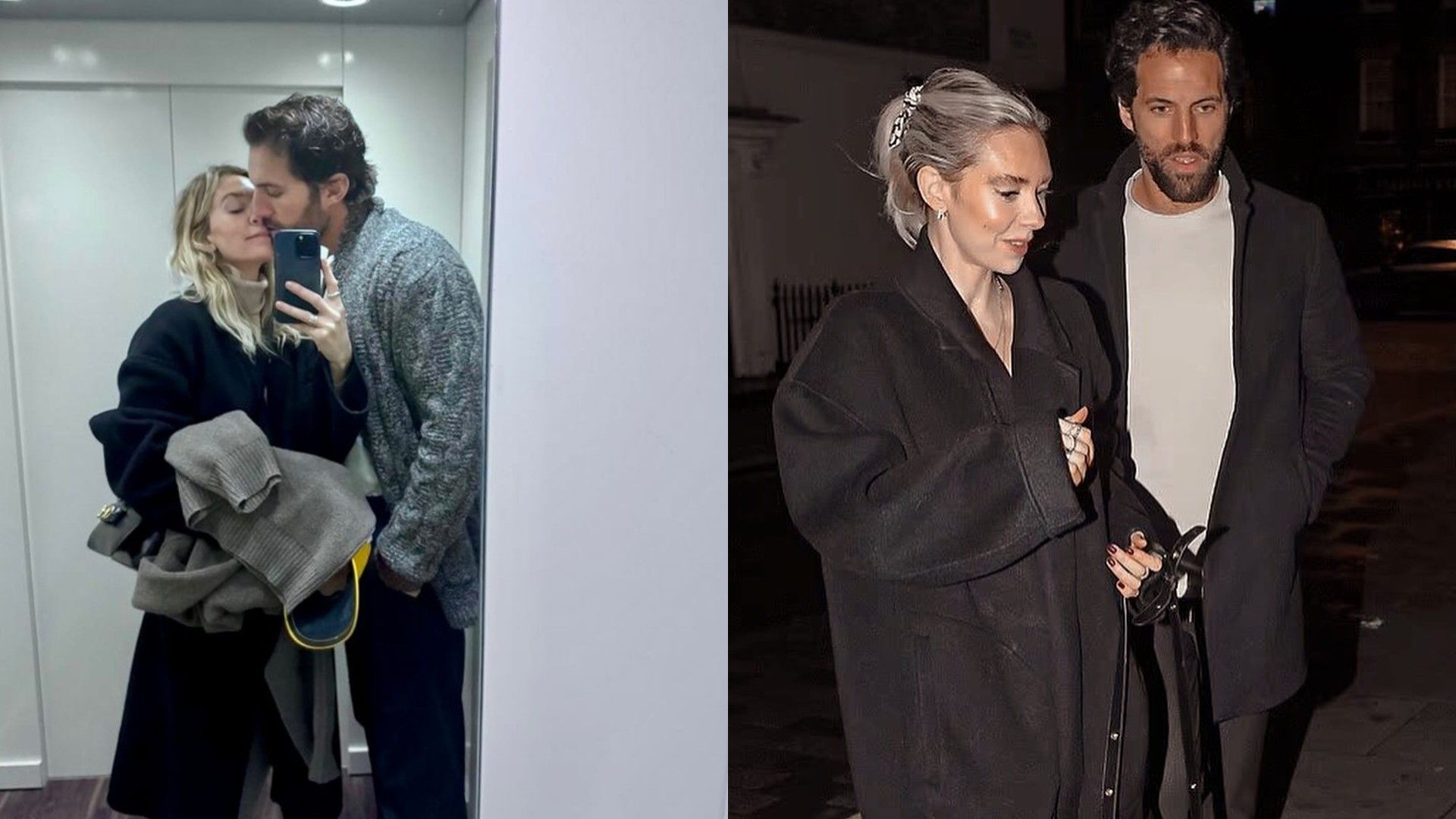 Vanessa Kirby i Paul Rabil po lewej w windzie, mężczyzna całuje kobietę, po prawej idą razem ulicą wieczorem