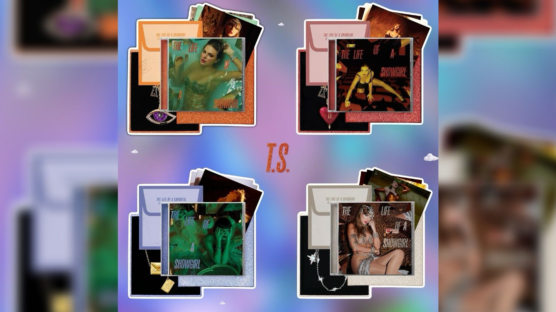 4 warianty designu okładki albumu Taylor Swift "The Life of a Showgirl"