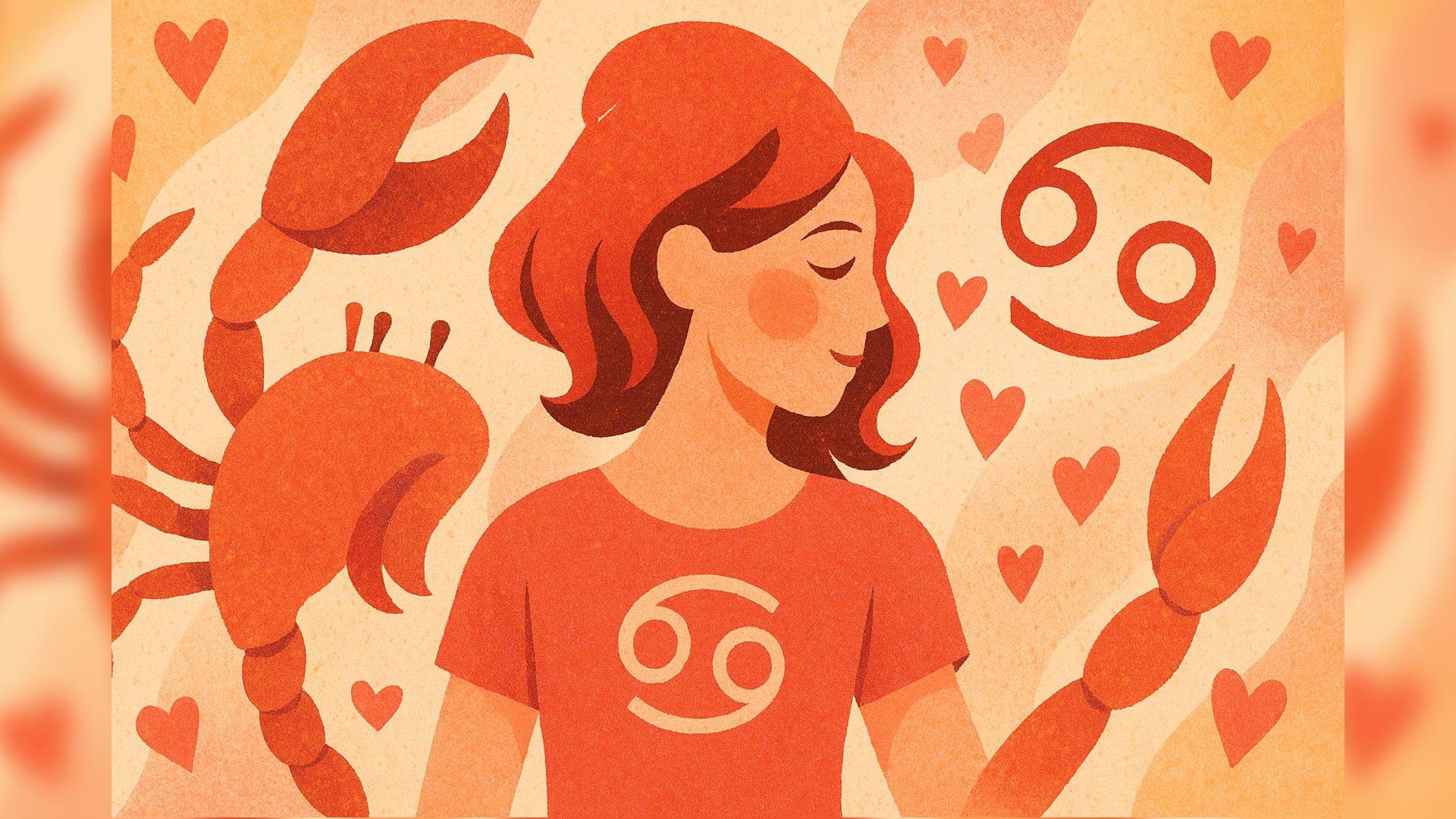Kobieta Rak w zabawnej romantycznej atmosferze z pomarańczową paletą kolorów