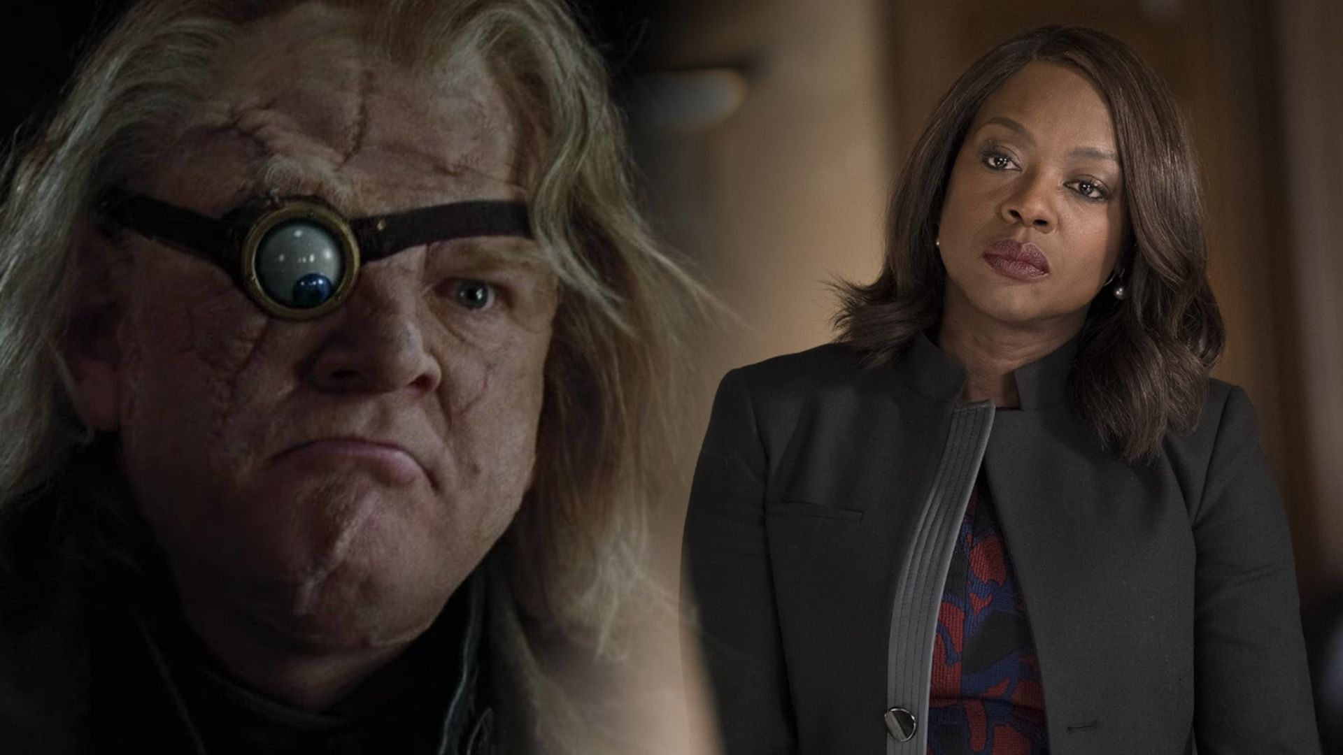 Aktor Brendan Gleeson z protezą oka, Viola Davis w czarnej marynarce